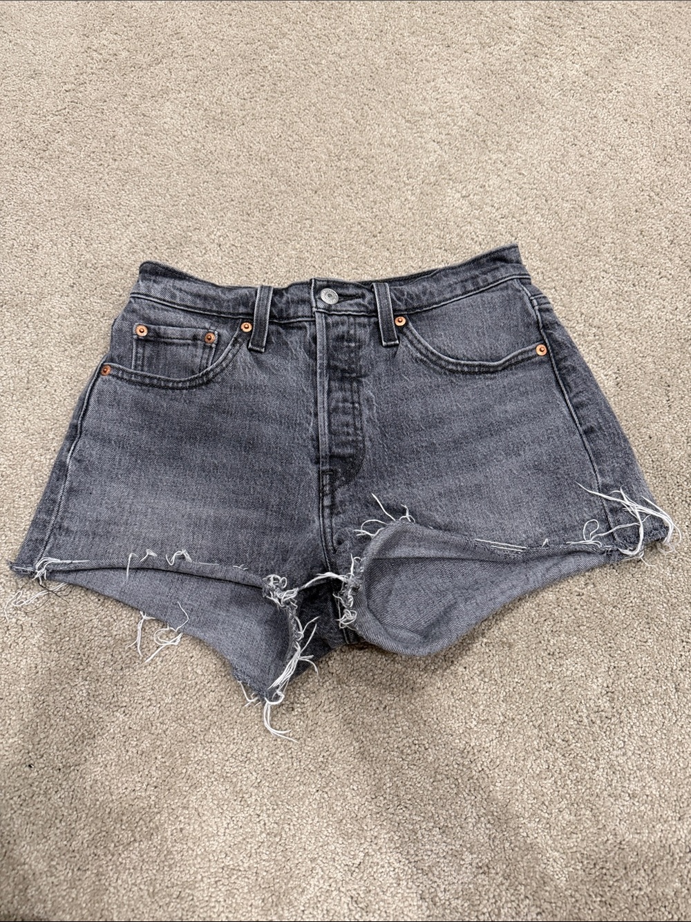 Levi's Faded Black Cutoff Denim Shorts